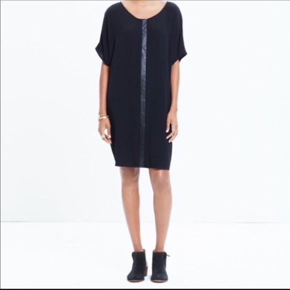 MADEWELL Leather Stripe Dolman Shift Dress - Picture 1 of 9